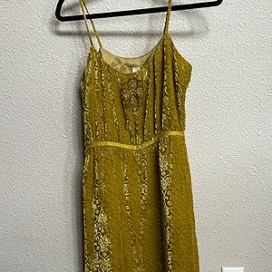 NWT Lithe Burnt Velvet Beaded Yellow Dress Anthropologie 6